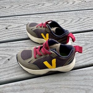 Veja Kids Sneakers Size 7 Toddler Gray Yellow Velcro Lace Up